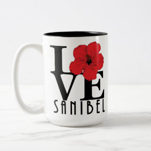 Caneca De Café Em Dois Tons LOVE Sanibel 15oz Red Hibiscus