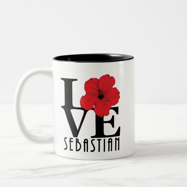 Caneca De Café Em Dois Tons LOVE Sebastian 11oz Red hibiscus (Esquerda)