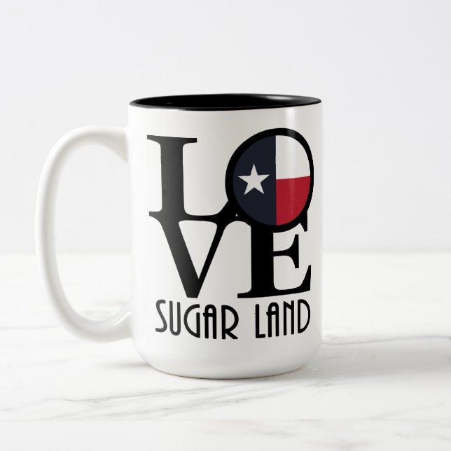 Caneca De Café Em Dois Tons LOVE Sugar Land 15oz (Esquerda)