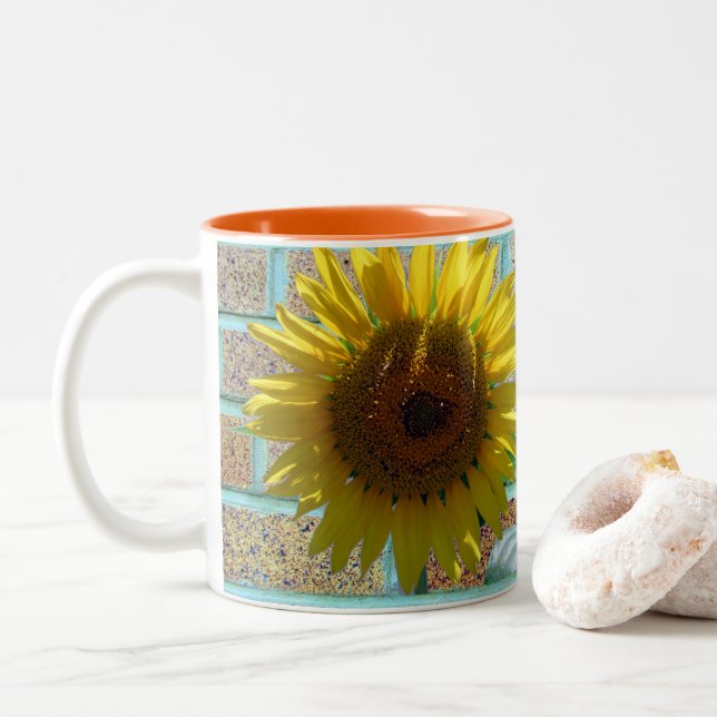 Caneca De Café Em Dois Tons Love Sunflower Mug (Com Donut)