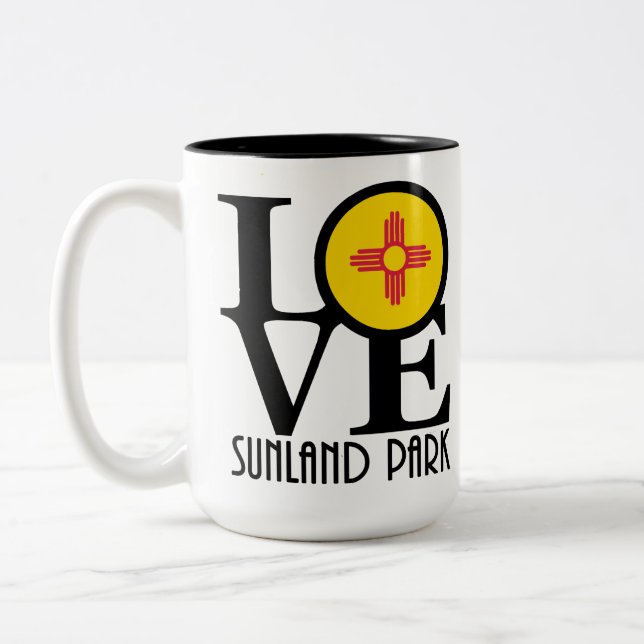 Caneca De Café Em Dois Tons LOVE Sunland Park 15oz (Esquerda)