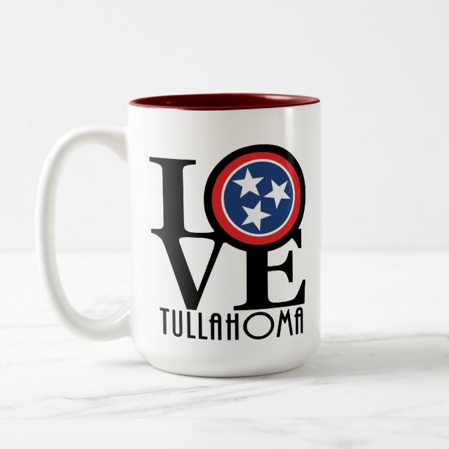 Caneca De Café Em Dois Tons LOVE TulOklahoma Tennessee 15oz (Esquerda)