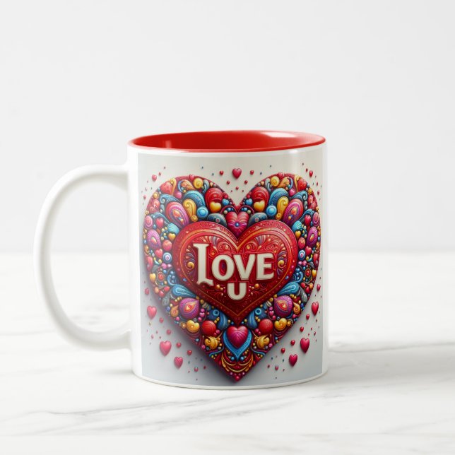 Caneca De Café Em Dois Tons 'Love U' mug (Esquerda)