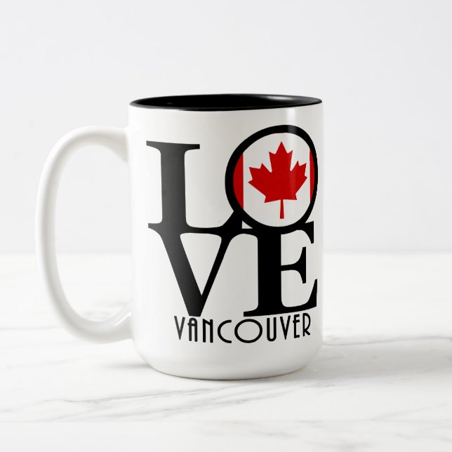 Caneca De Café Em Dois Tons LOVE Vancouver (BC Flag) 15oz (Esquerda)