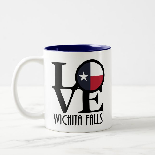 Caneca De Café Em Dois Tons LOVE Wichita Falls Texas (Esquerda)