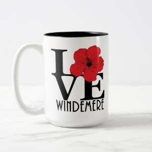 Caneca De Café Em Dois Tons LOVE Windemere Red Hibiscus 15oz