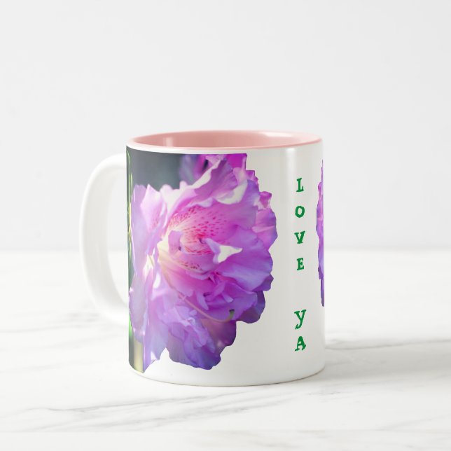 Caneca De Café Em Dois Tons Love Ya Pink Azalea Flower (Frente Esquerda)