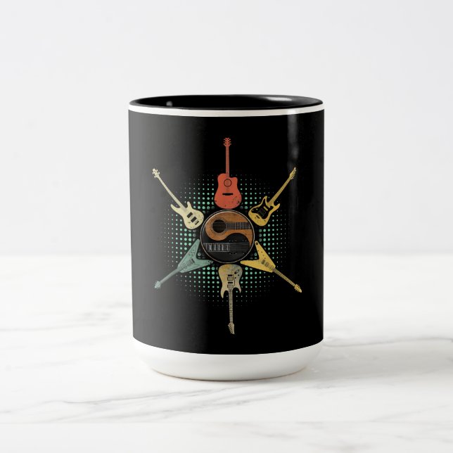 Caneca De Café Em Dois Tons Lover De Violão| Estilo Retroativo | Presente Para (Centro)