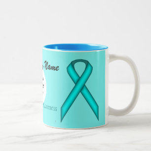 Caneca De Café Em Dois Tons Lt Blue/Teal Stand Ribbon Tmpl por Kenneth Yoncich