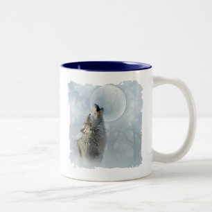 Caneca De Café Em Dois Tons Lua azul do lobo