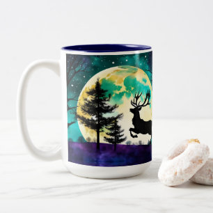 Caneca De Café Em Dois Tons Lua de Cheio de Rena