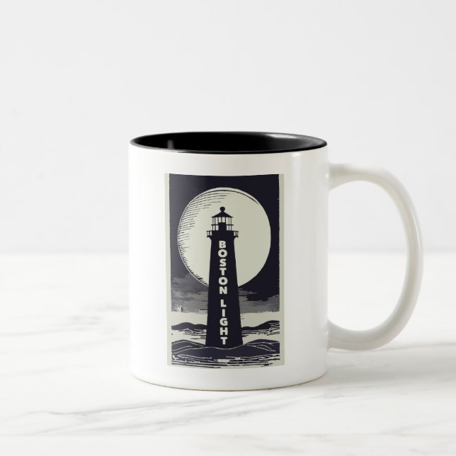 Caneca De Café Em Dois Tons Lua de Farol de Boston (Direita)