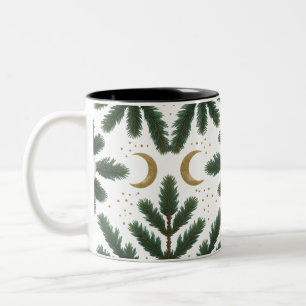 Caneca De Café Em Dois Tons Lua Dourada & Pinheiro Sempre Verde – Luxo