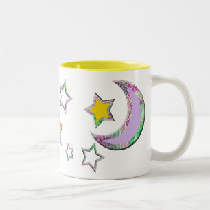 Caneca De Café Em Dois Tons Lua & estrelas crescentes #3