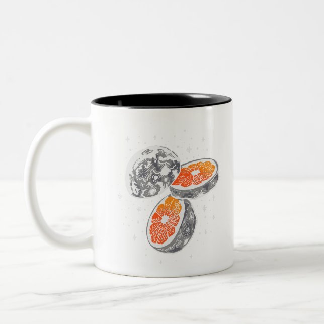 Caneca De Café Em Dois Tons Lua Laranja (Esquerda)