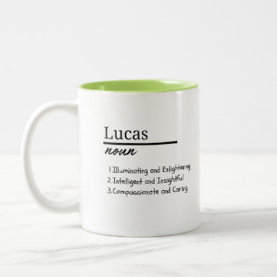 Caneca De Café Em Dois Tons Lucas, Menino Definição de Nome Personalizado