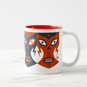 Caneca De Café Em Dois Tons Lucha Libre Vermelho Branco Azul Máscara de Luta M