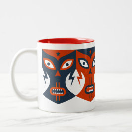 Caneca De Café Em Dois Tons Lucha Libre Vermelho Branco Azul Máscara de Luta M