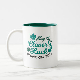 Caneca De Café Em Dois Tons Lucky Clover Charm - Que a Sorte de Clover brilhe