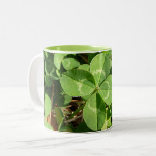 Caneca De Café Em Dois Tons Lucky Four Folha Clover