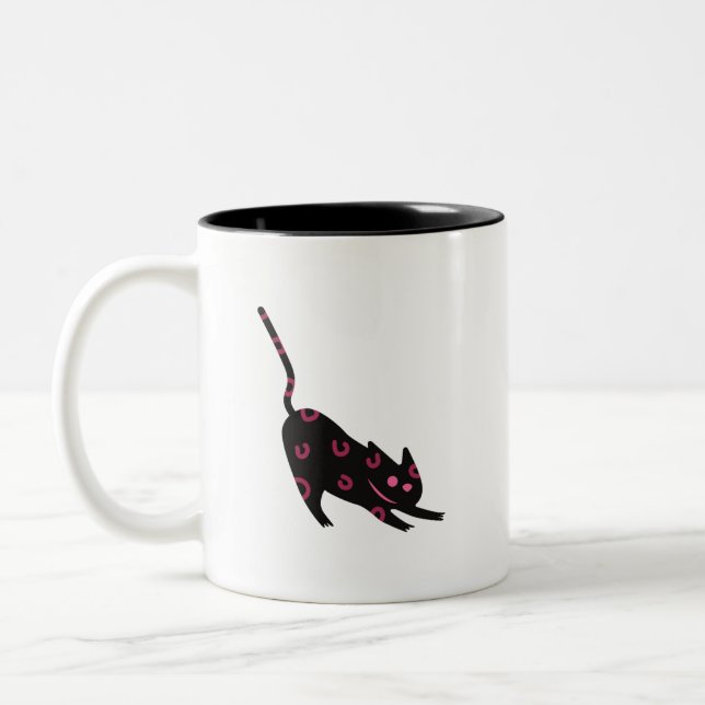 Caneca De Café Em Dois Tons Lucky Panther Mug | Bold Cat Energy (Esquerda)