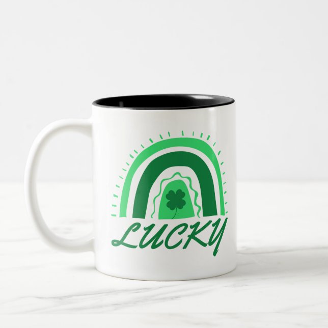 Caneca De Café Em Dois Tons Lucky Shamrock Rainbow (Esquerda)