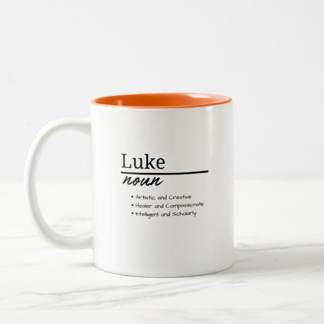 Caneca De Café Em Dois Tons Luke, Menino Definição de Nome Personalizado (Esquerda)