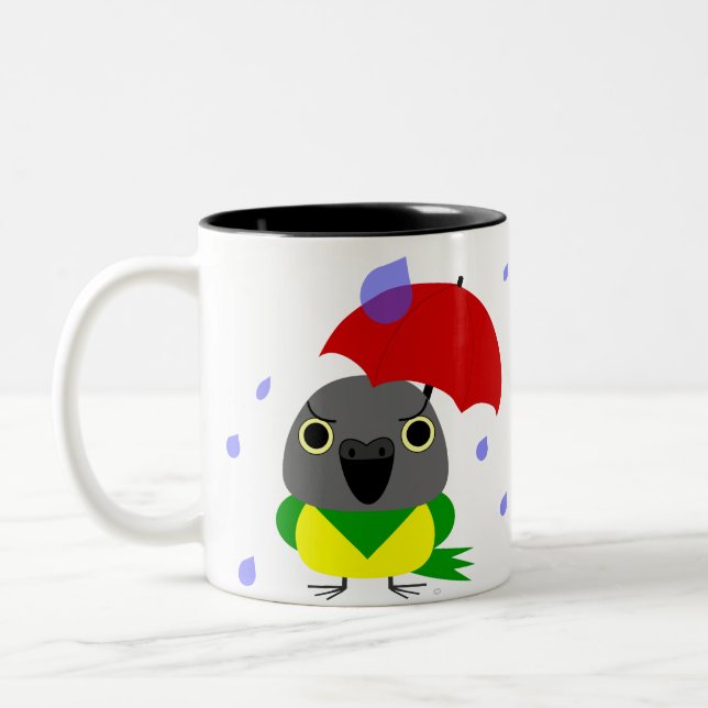 Caneca De Café Em Dois Tons Lulu, o papagaio de Senegal, colado na chuva (Esquerda)