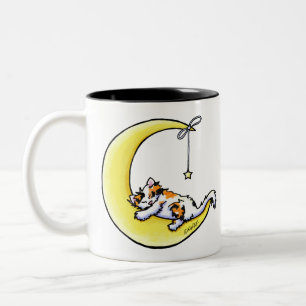 Caneca De Café Em Dois Tons Lunar Love Calico Cat Mug