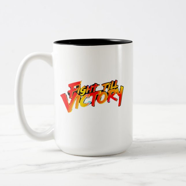 Caneca De Café Em Dois Tons Lutar Até A Vitória (Esquerda)