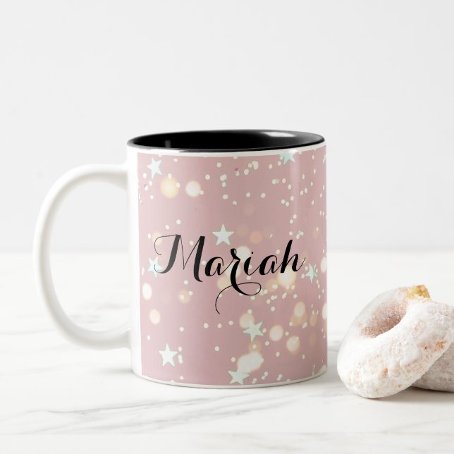 Caneca De Café Em Dois Tons Luxe modern romantinc girl (Com Donut)