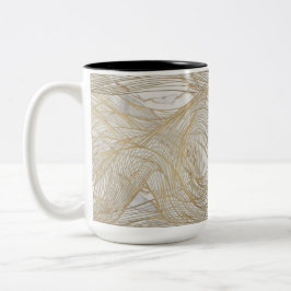 Caneca De Café Em Dois Tons Luxo Dourado Line Abstrato-Mug - Des Modernos Eleg