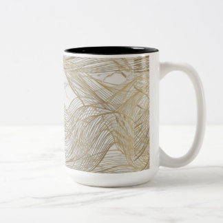 Caneca De Café Em Dois Tons Luxo Dourado Line Abstrato-Mug - Des Modernos Eleg