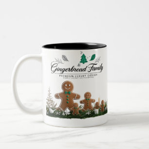 Caneca De Café Em Dois Tons Luxo Minimalista Natal Família Biscoito de Gengibr