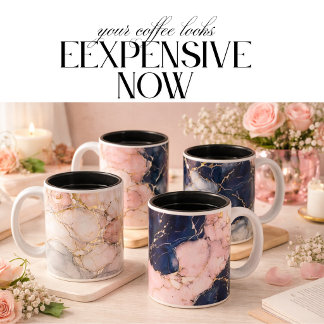 Caneca De Café Em Dois Tons Luxury black & golden d white Marble Coffee Mug