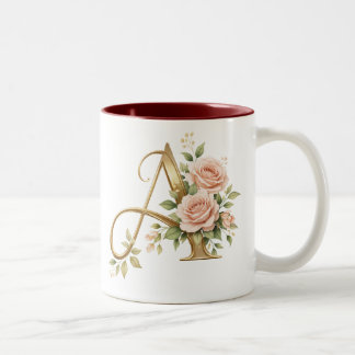 Caneca De Café Em Dois Tons Luxury Gold Floral Monogram A Mug  Premium Elegan