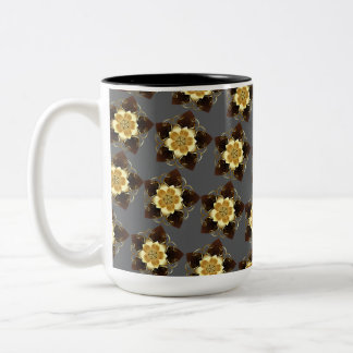 Caneca De Café Em Dois Tons Luxury Golden Floral Mandala Ornamental Design