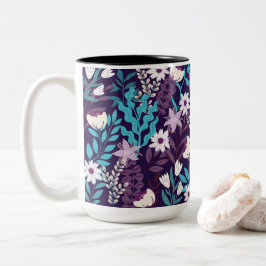 Caneca De Café Em Dois Tons Luxury Teal & Burgundy Floral