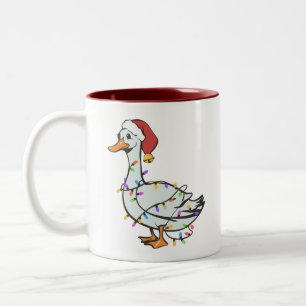Caneca De Café Em Dois Tons Luz de Ganso Boba de Natal Luzes de Natal de Pato