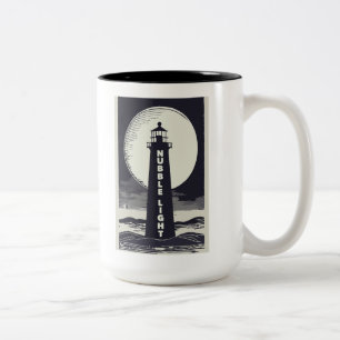 Caneca De Café Em Dois Tons Luz de Nubble Farol de Maine Lua