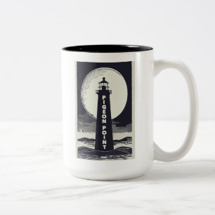 Caneca De Café Em Dois Tons Luz do Farol de Pombo na Califórnia