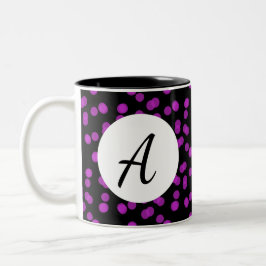 Caneca De Café Em Dois Tons Luzes Brilhantes Padrão de Círculo Roxo Com Inicia