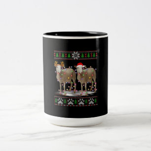 Caneca De Café Em Dois Tons Luzes de árvore de Natal de ovelha Presente par