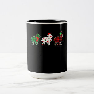 Caneca De Café Em Dois Tons Luzes de árvore de ovelha engraçadas Presente