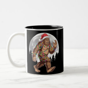 Caneca De Café Em Dois Tons Luzes de Natal do Papai Noel Pé Grande Árvore de N