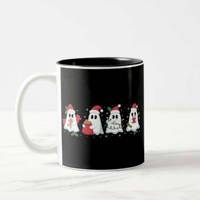 Caneca De Café Em Dois Tons Luzes de Natal Fantasma Bonito Natal Boo  (Esquerda)