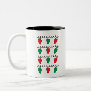 Caneca De Café Em Dois Tons Luzes de String Desenhando Marca de Natal