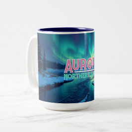 Caneca De Café Em Dois Tons Luzes do Norte Aurora Boreal