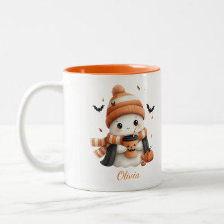 Caneca De Café Em Dois Tons M Outono de Fantasma e Abobrinha Espécial Personal