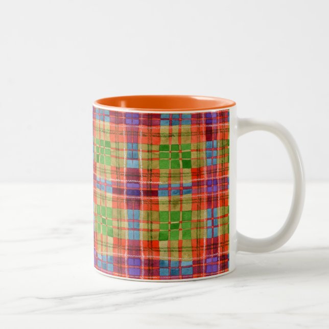Caneca De Café Em Dois Tons MAC RAE TARTAN Laranja de dois tons (Direita)